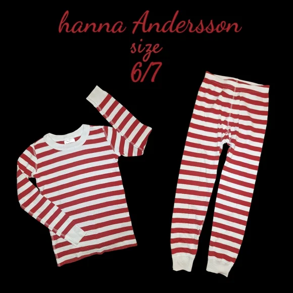 Hanna Andersson Kids Red and White Striped Pajama Set - Picture 1 of 5
